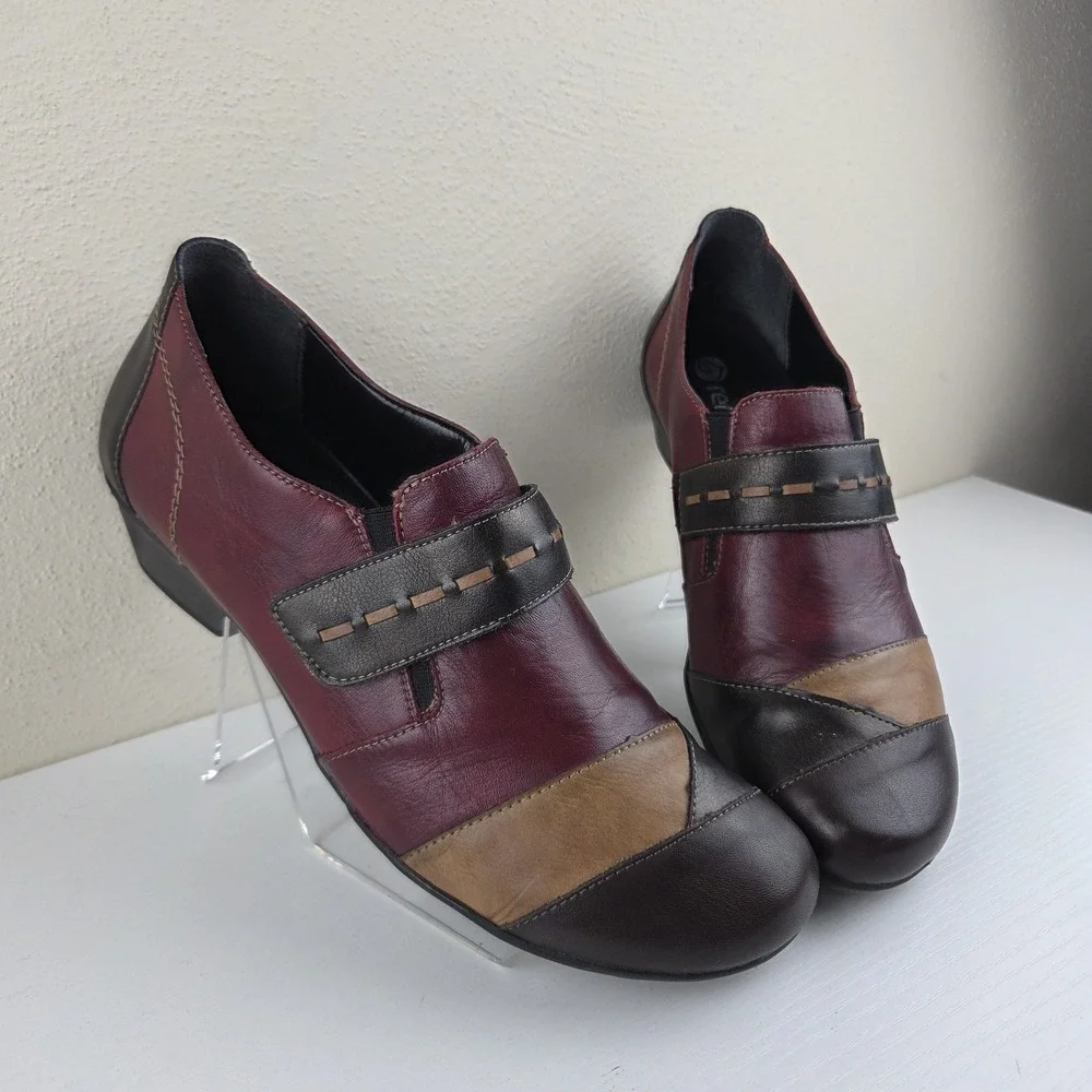 Remonte‎ Womens Multicolor Leather Strap Block Heel Shoes Size US 9.5 EU 40
